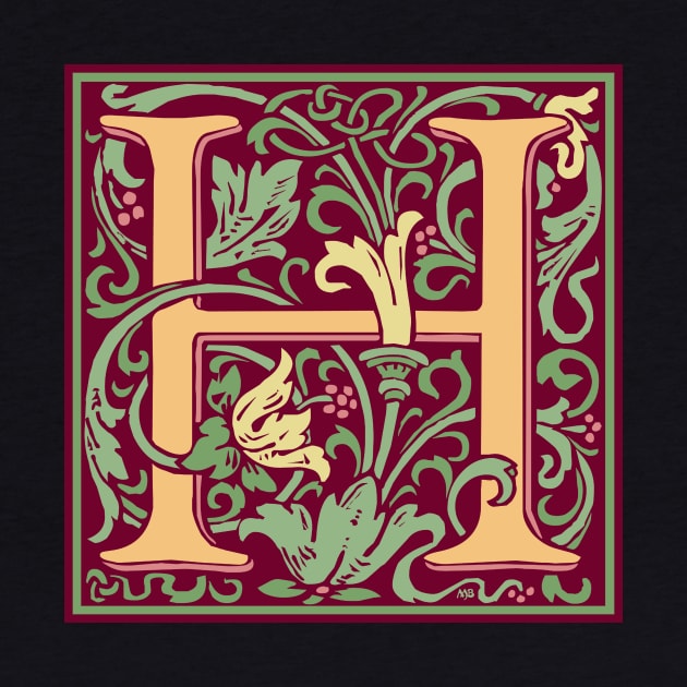 William Morris Vintage Letter H by MatchbookGraphics